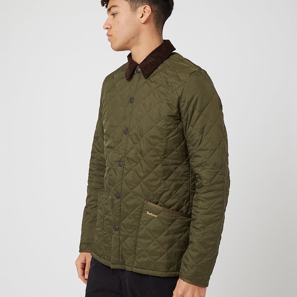 Barbour Liddesdale Quilted Jacket olive green diamond quilted button front
